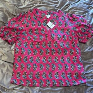 J. Crew Pink Floral Blouse